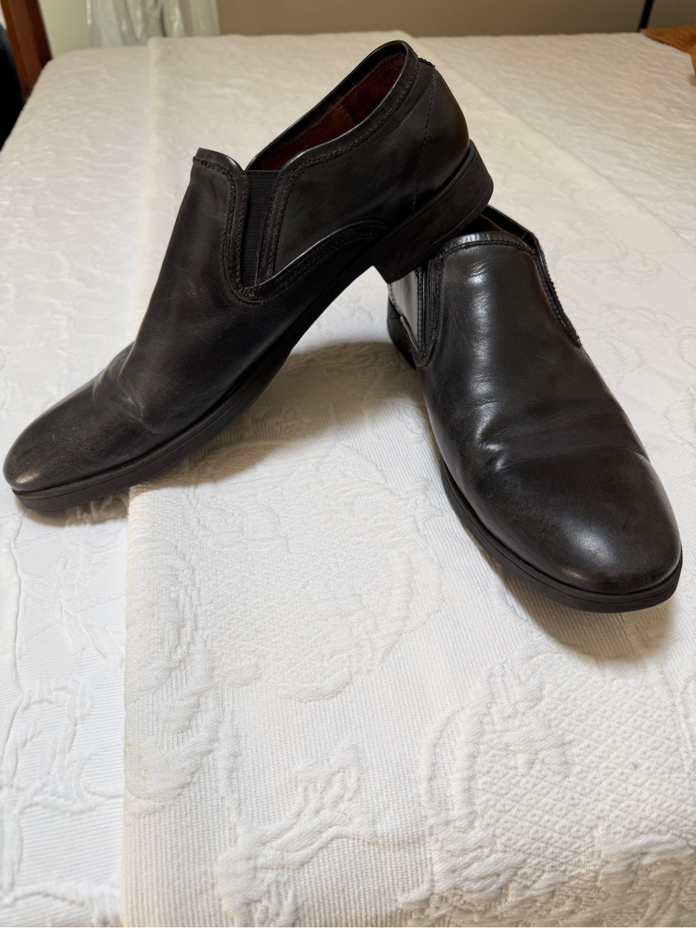 John Varvatos Black Leather Slip-On Loafers size 13M
